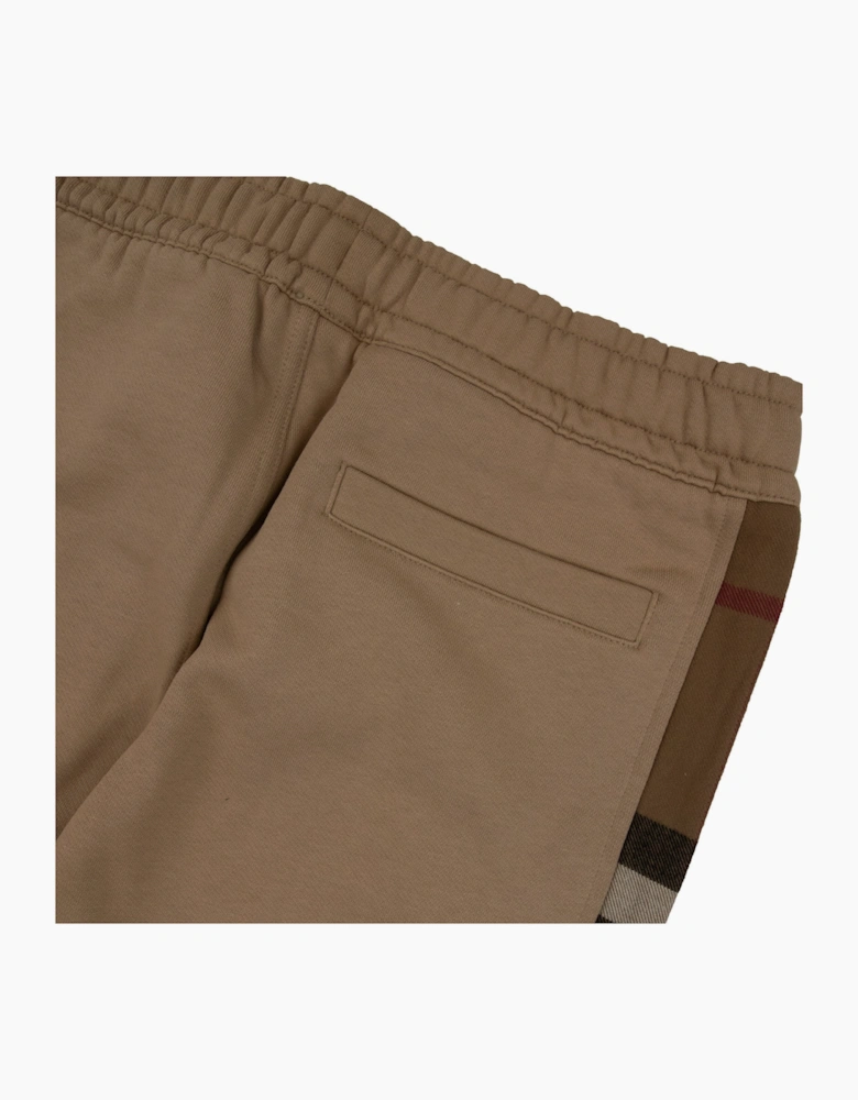 Burberry Check Panel Cotton Jogging Pants Beige