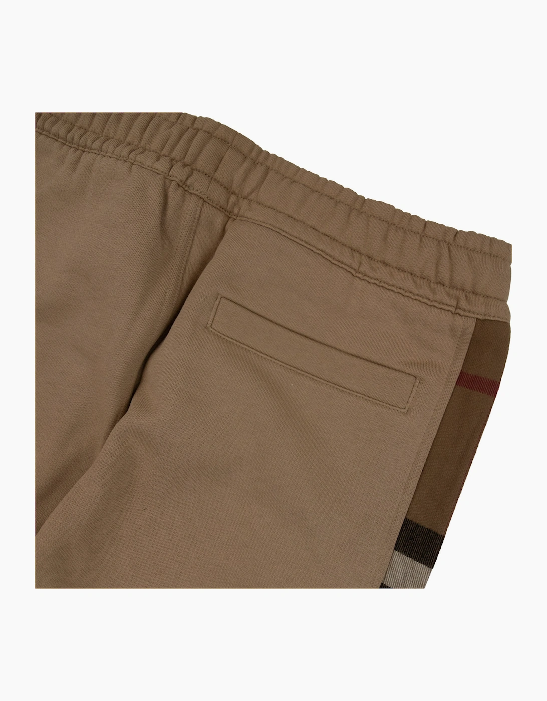 Burberry Check Panel Cotton Jogging Pants Beige