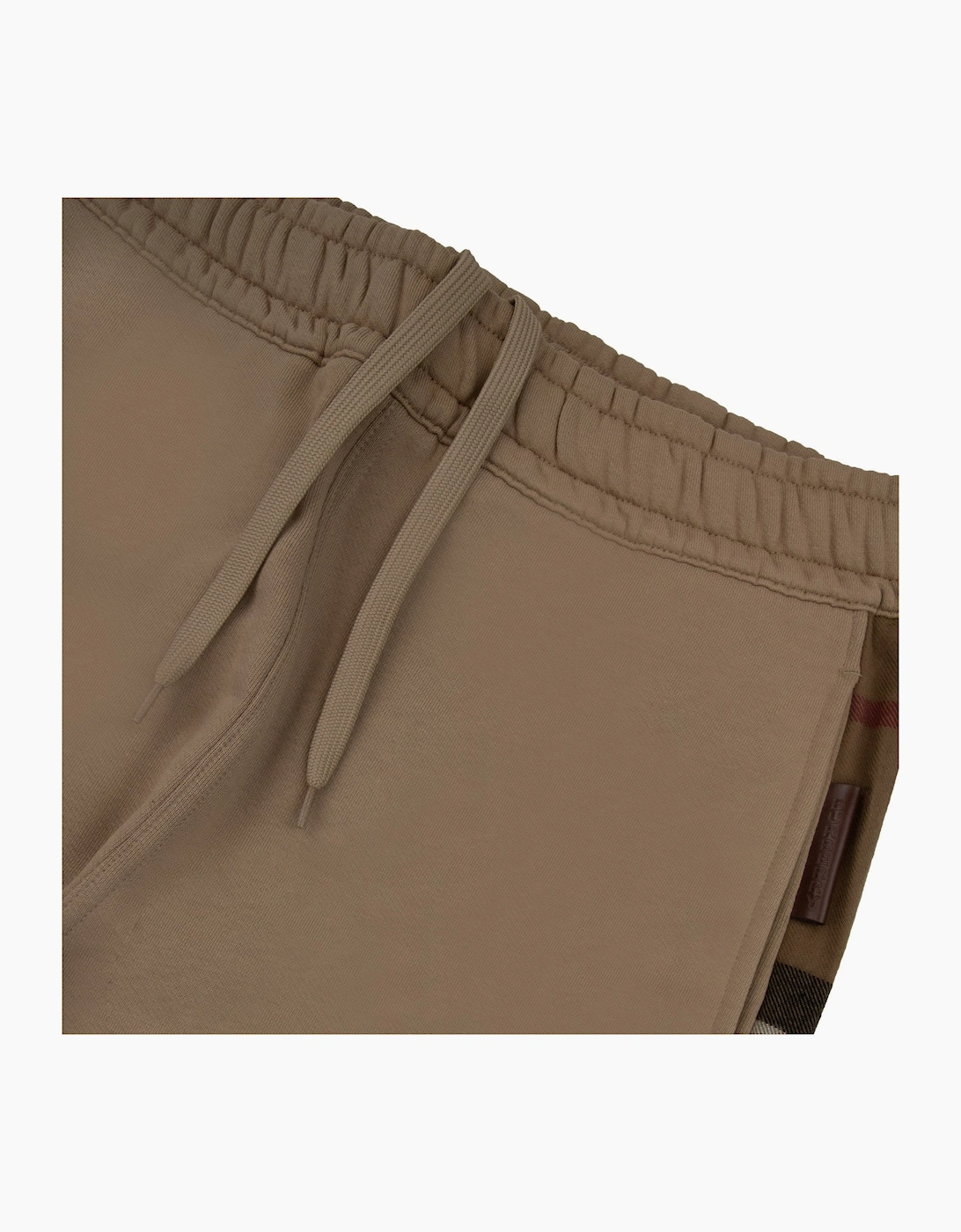 Burberry Check Panel Cotton Jogging Pants Beige