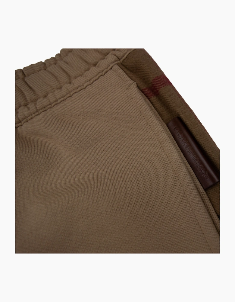 Burberry Check Panel Cotton Jogging Pants Beige