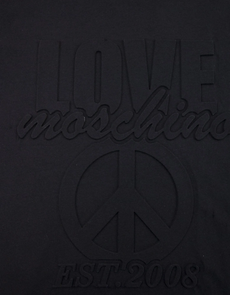 Love Moschino Embossed Peace Logo T-shirt Black