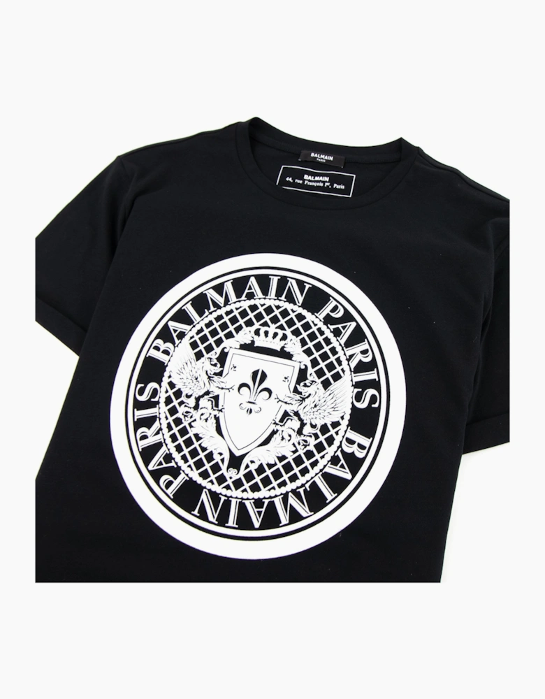 Balmain Cotton T-shirt Velvet Medallion Black