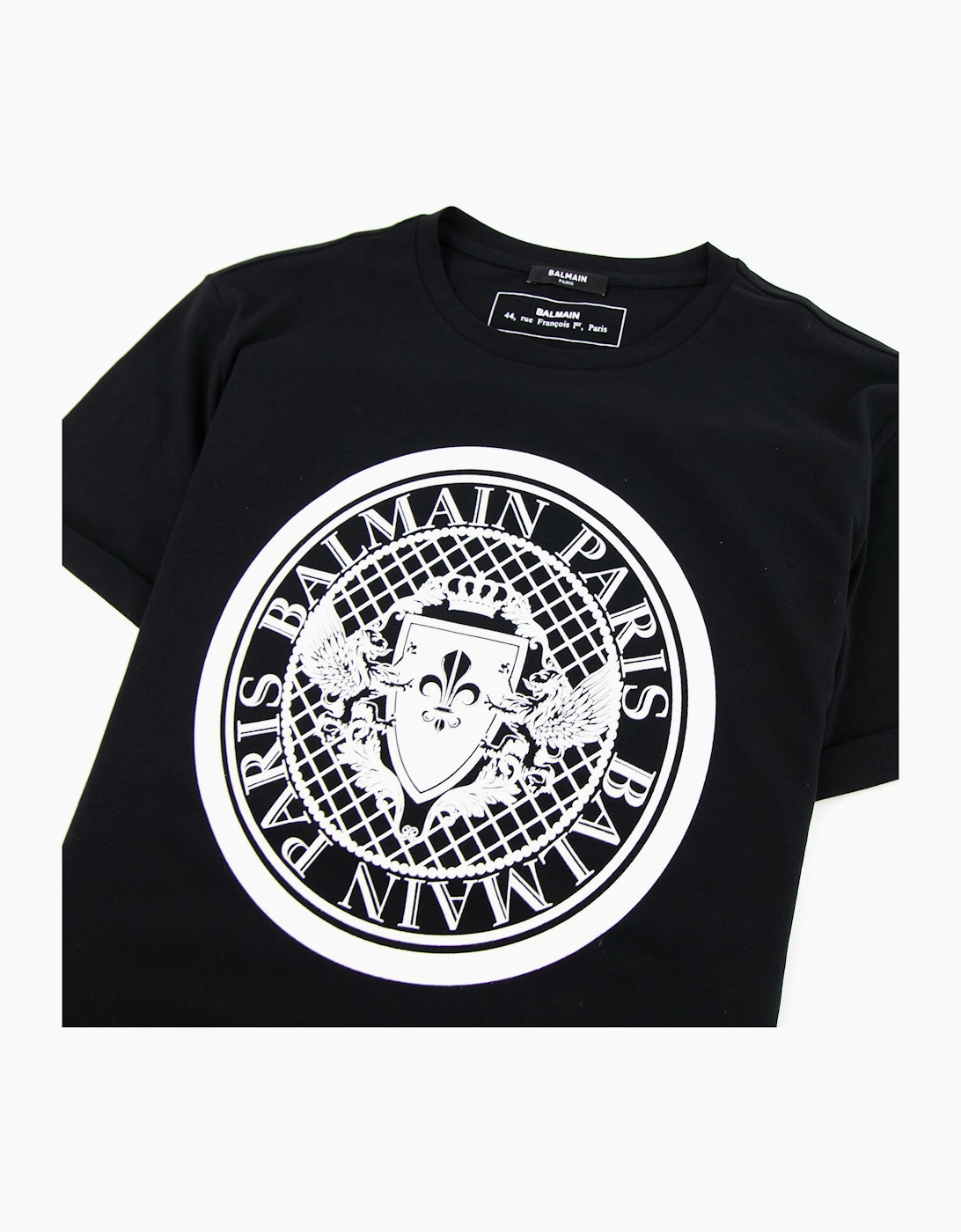 Balmain Cotton T-shirt Velvet Medallion Black