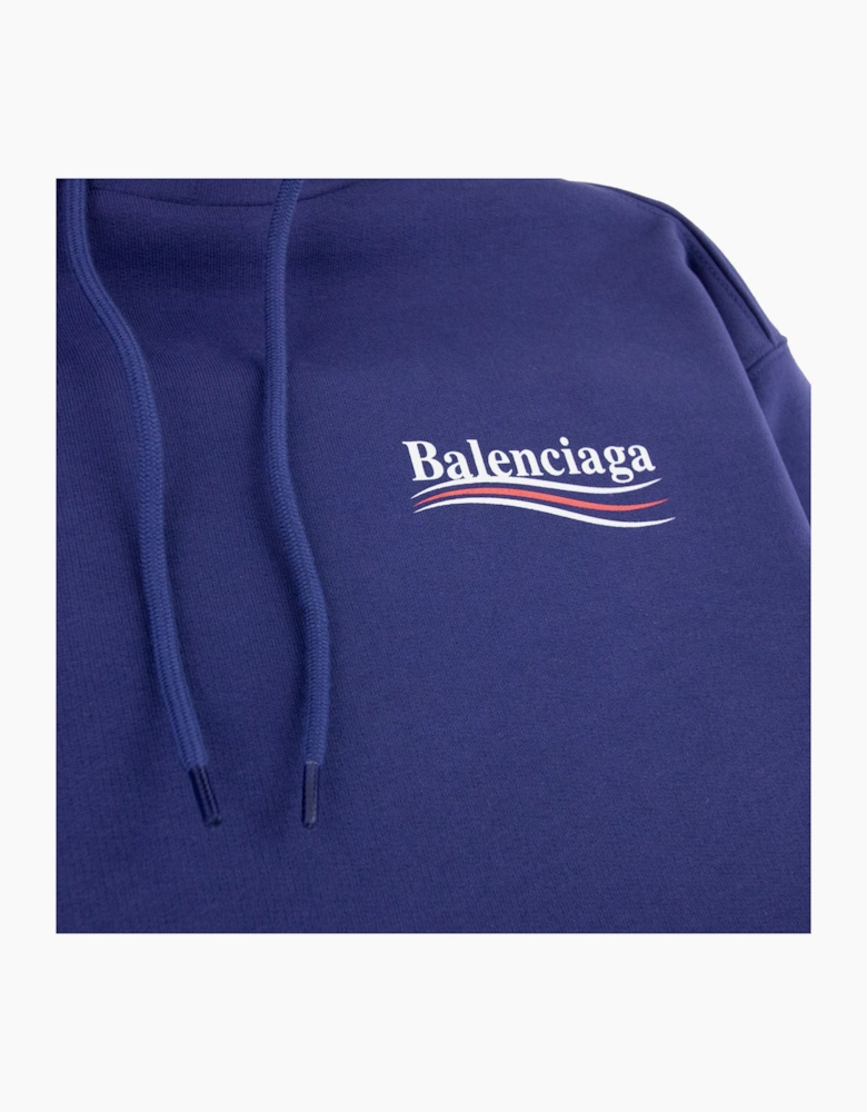 Balenciaga Logo Print Hooded Sweatshirt Blue 1195