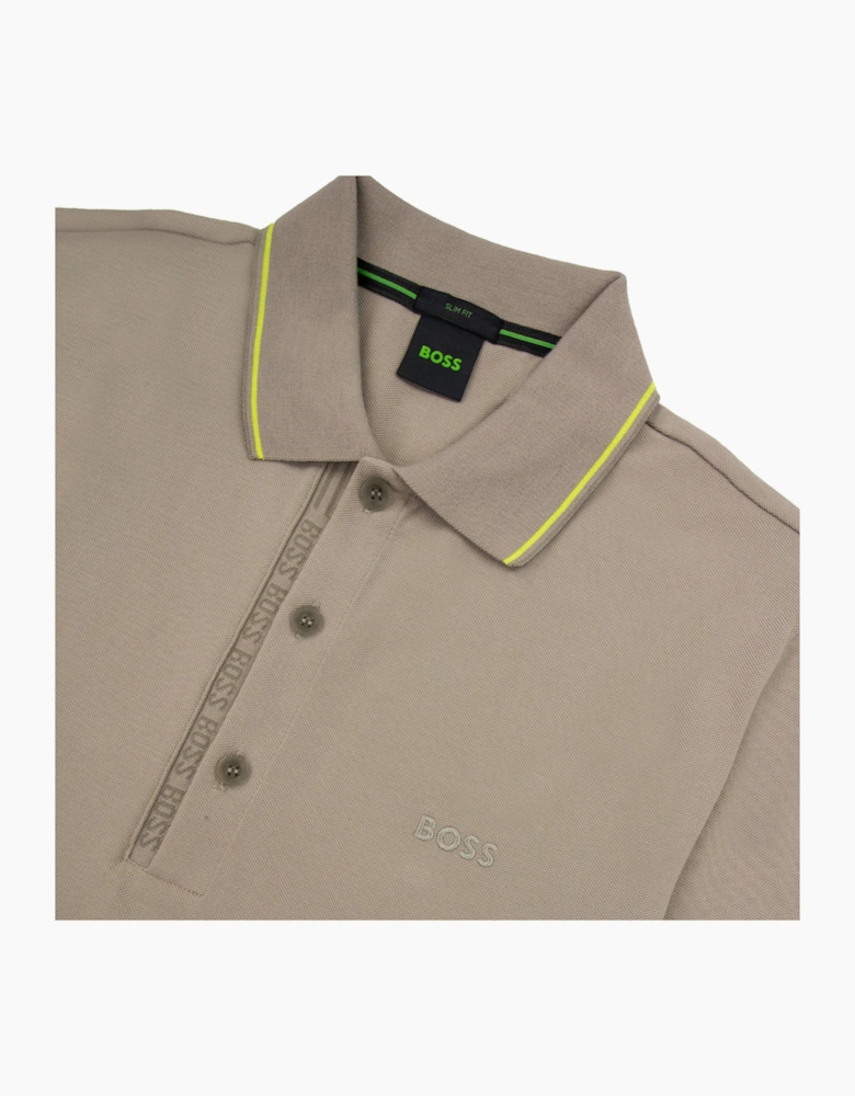 Hugo Boss Paule 4 Slim Fit Branded Placket Polo Beige 334