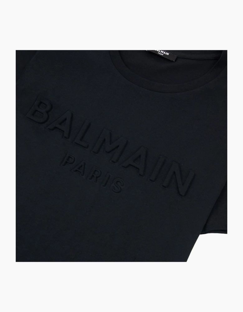 Balmain Embossed Balmain Paris Logo T Shirt Black 0pa