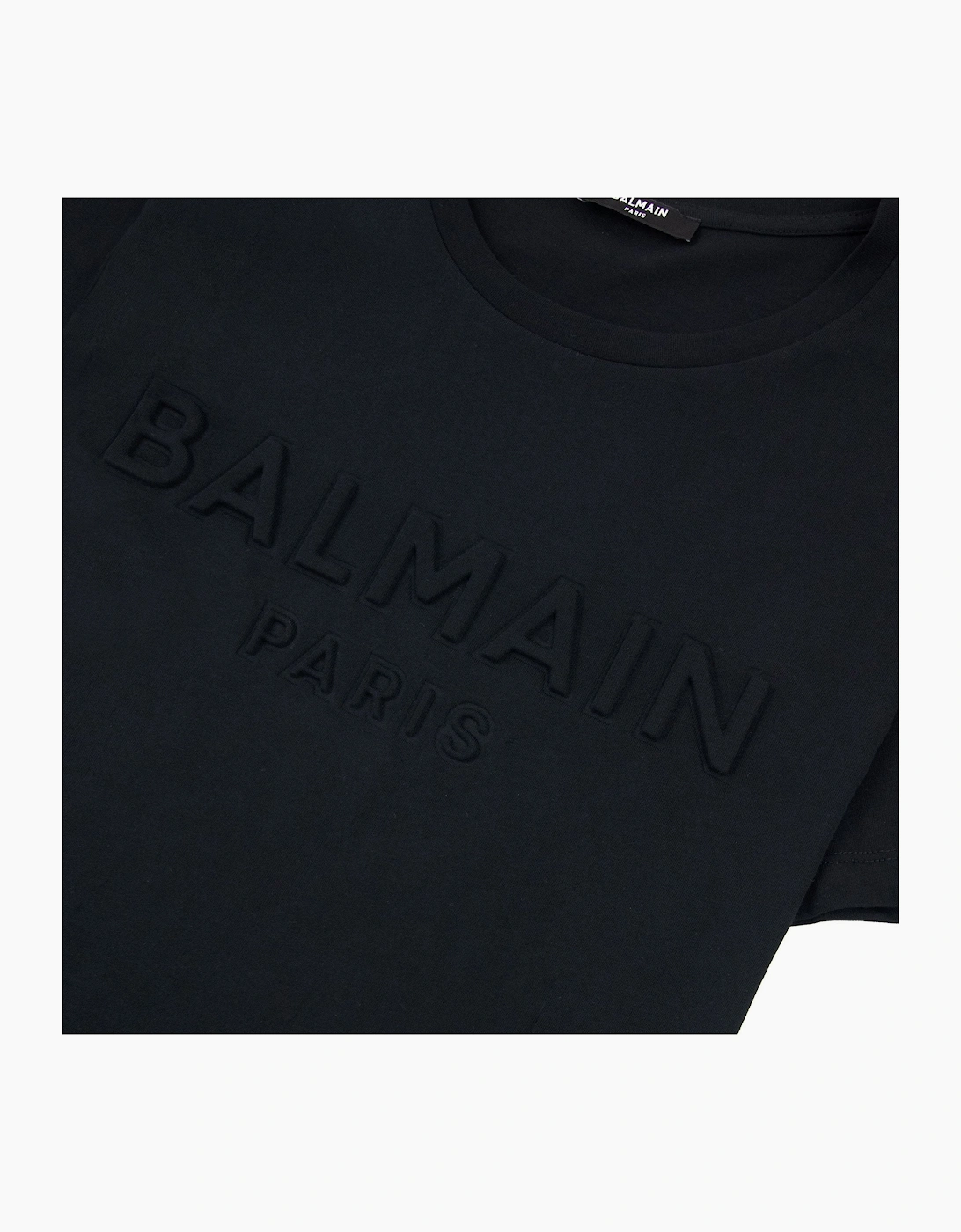 Balmain Embossed Balmain Paris Logo T Shirt Black 0pa