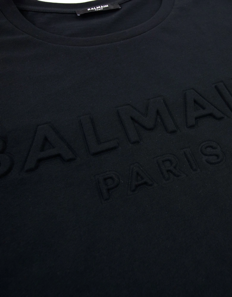 Balmain Embossed Balmain Paris Logo T Shirt Black 0pa