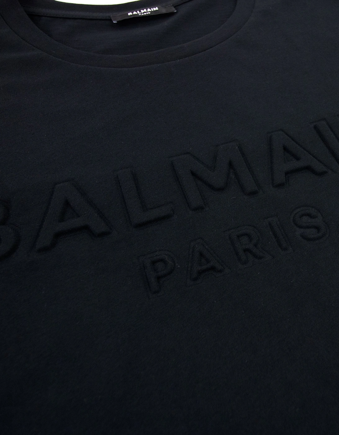 Balmain Embossed Balmain Paris Logo T Shirt Black 0pa