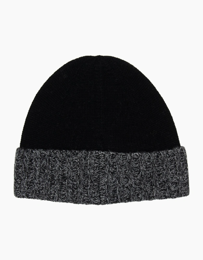 Stone Island Junior N05z8 Wool Melagne Cuff Beanie Black V0029