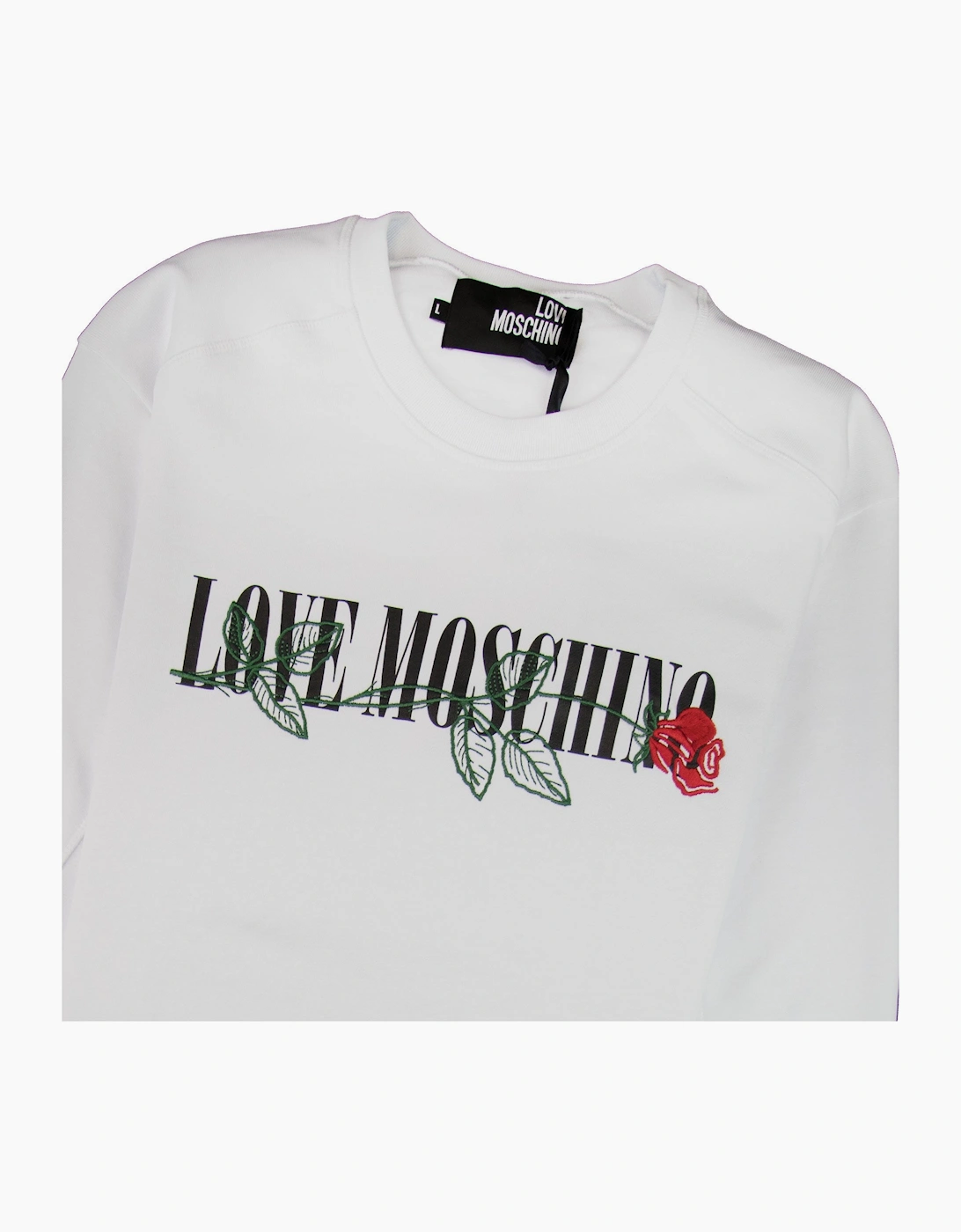 Love Moschino Rose Logo Sweatshirt White