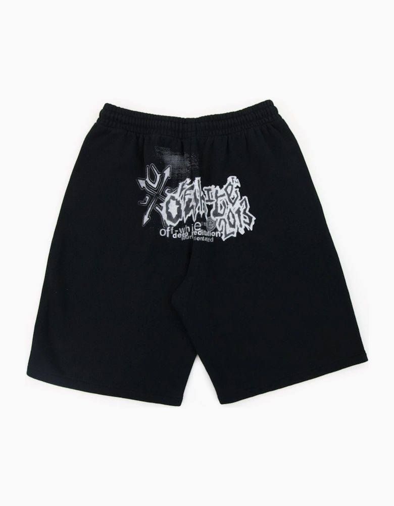 Off White Tribal Type Skate Sweat Shorts Black/white
