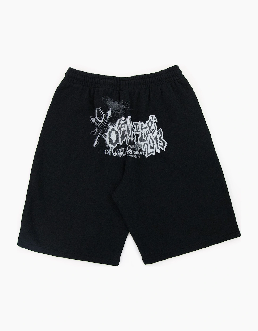 Off White Tribal Type Skate Sweat Shorts Black/white