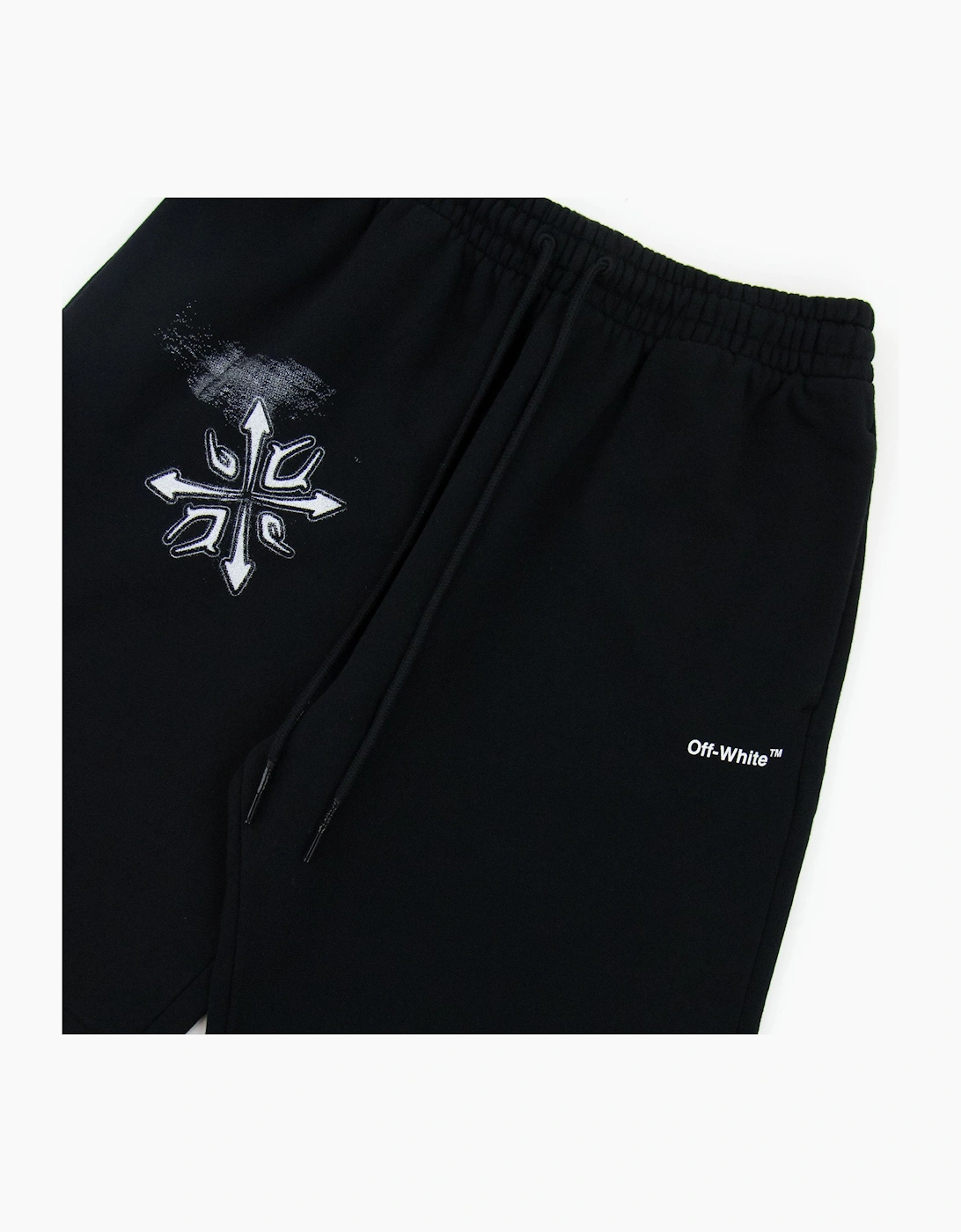 Off White Tribal Type Skate Sweat Shorts Black/white
