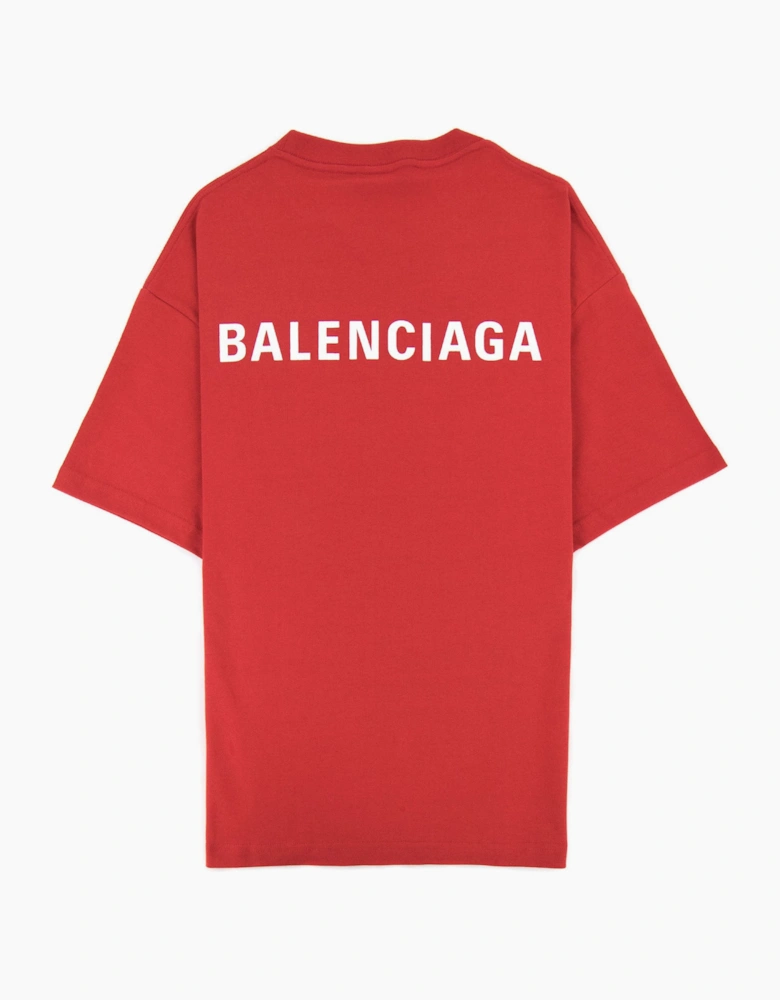 Balenciaga Logo Crewneck T Shirt Red