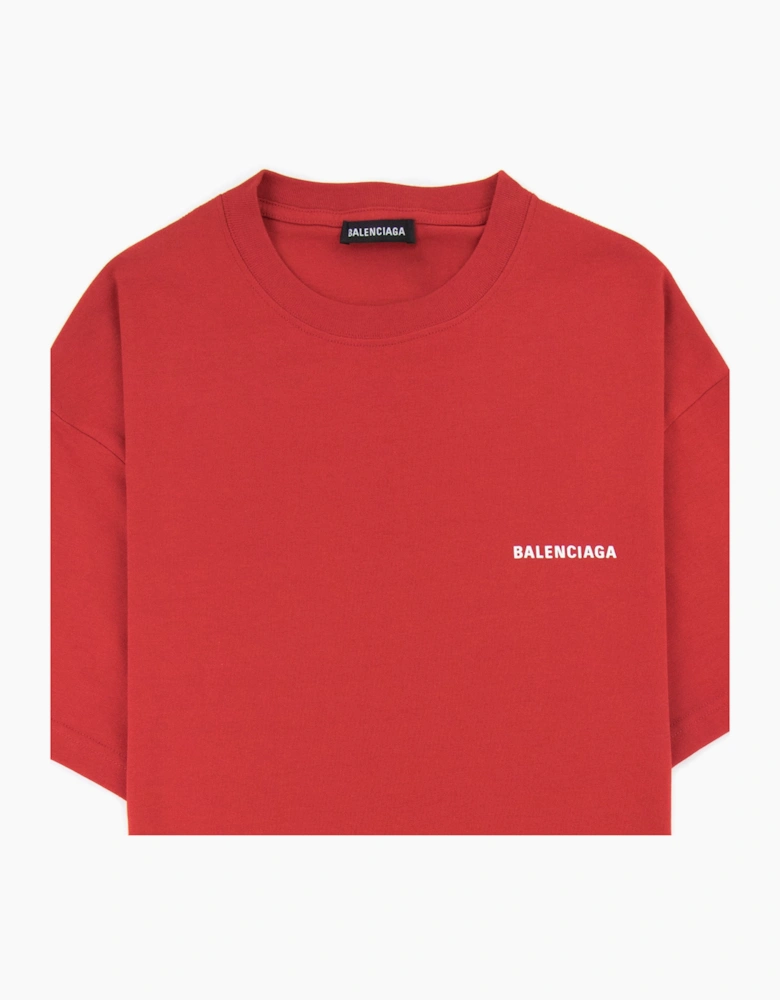 Balenciaga Logo Crewneck T Shirt Red