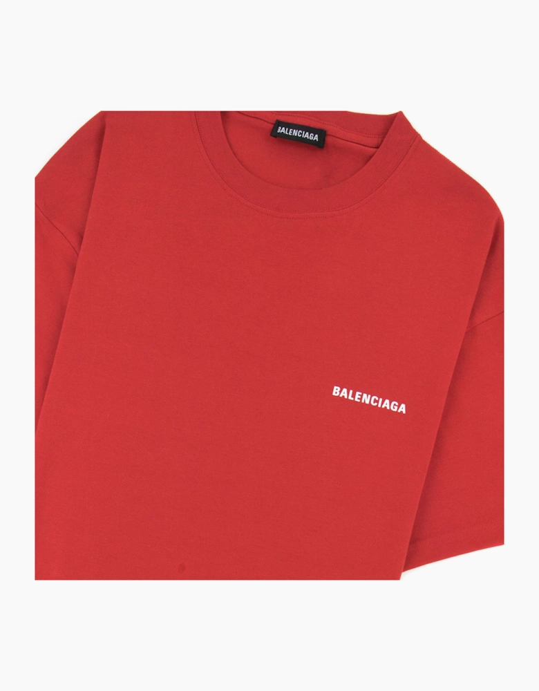 Balenciaga Logo Crewneck T Shirt Red