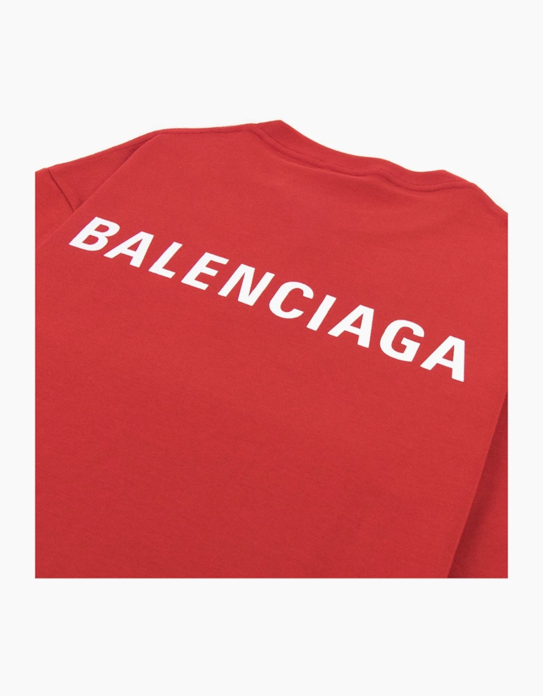 Balenciaga Logo Crewneck T Shirt Red