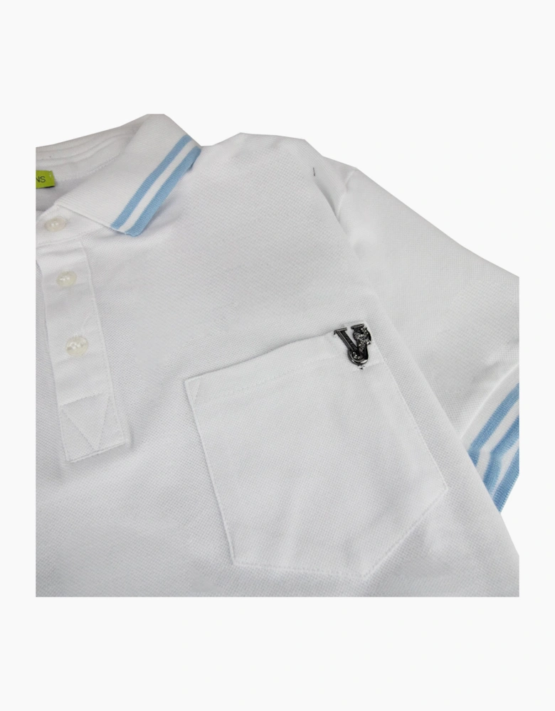 Versace Jeans Piquet Front Pocket Logo S/s Polo White