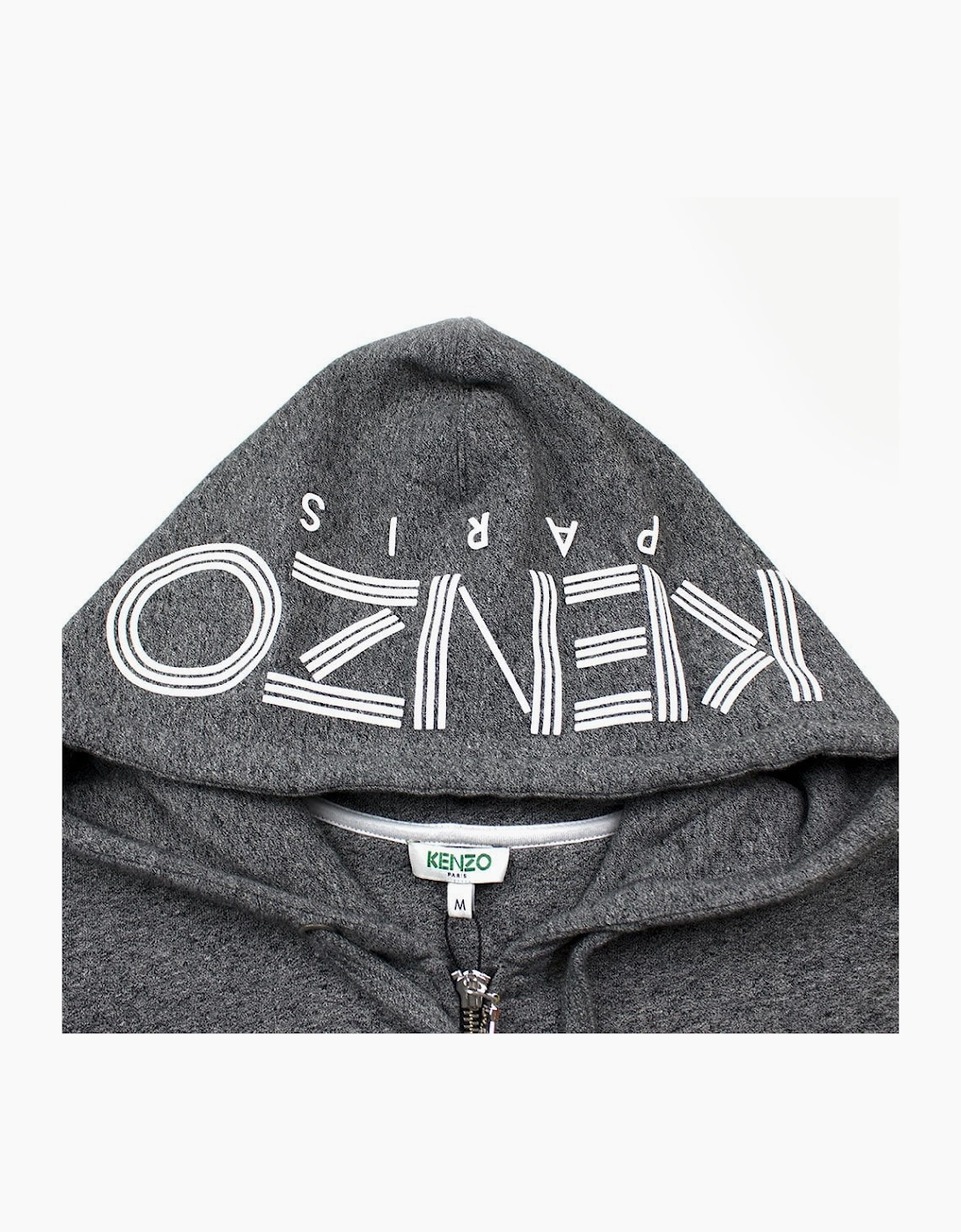 Kenzo Zip Up Hood Logo Hoody Grey
