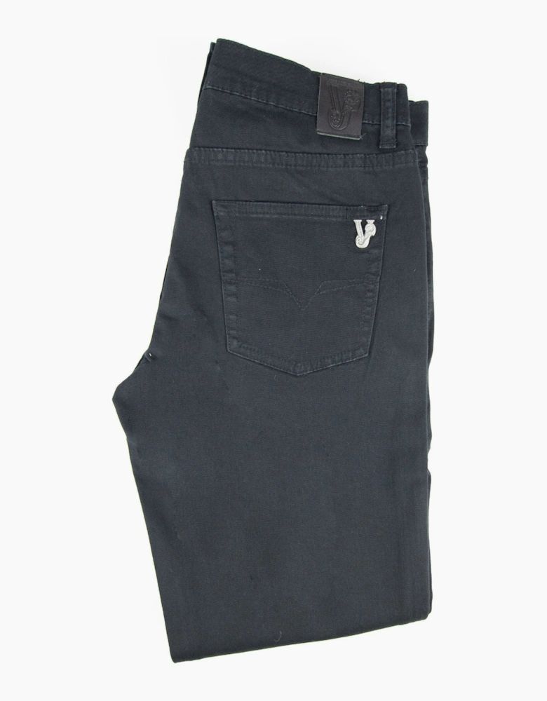 Versace Jeans Pocket Tiger Gabardine Stretch Jean Black