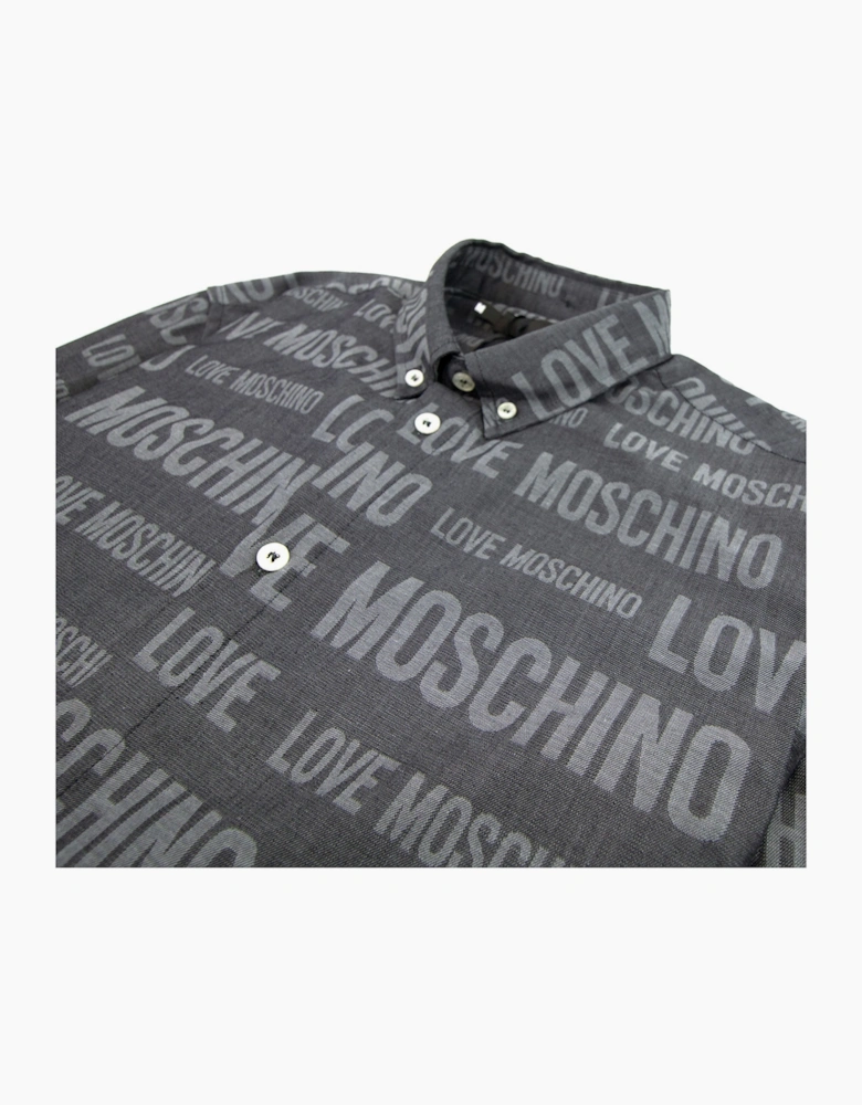 Love Moschino All Over Printed Shirt Dark Grey