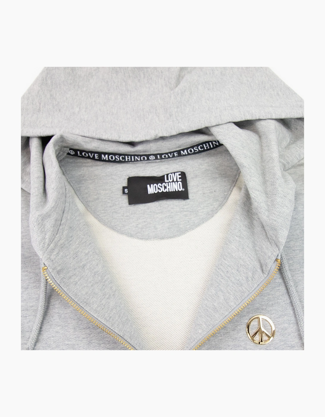 Love Moschino Metal Peace Hoody Light Grey