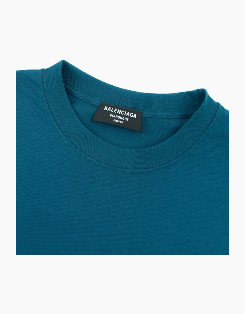 Balenciaga Logo Crewneck T Shirt Blue 9567