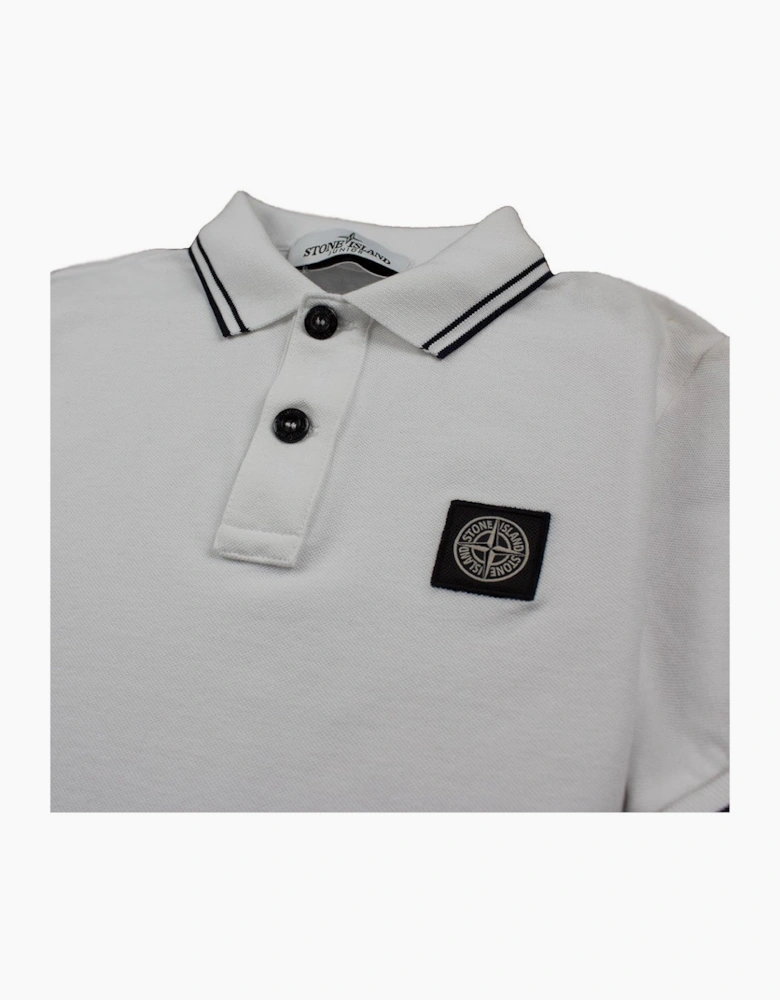 Stone Island Junior Twin Tipped Short Sleeve Polo White