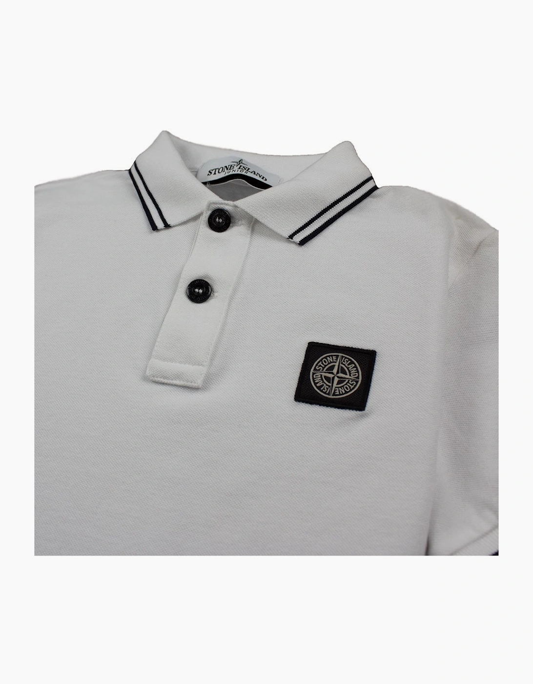 Stone Island Junior Twin Tipped Short Sleeve Polo White