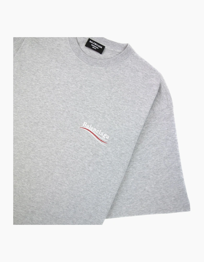 Balenciaga Political Campaign Embroidery T-shirt Light Grey
