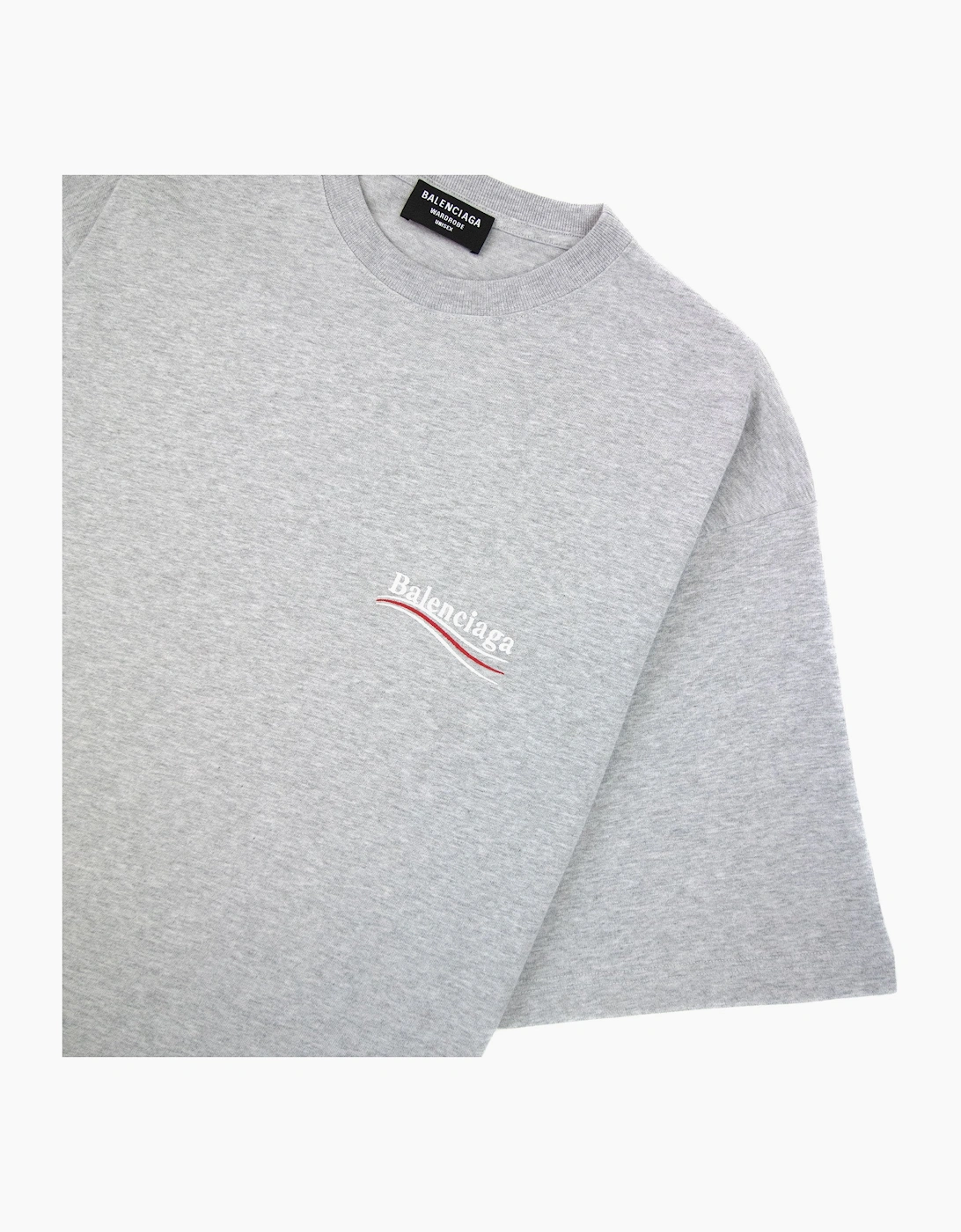 Balenciaga Political Campaign Embroidery T-shirt Light Grey