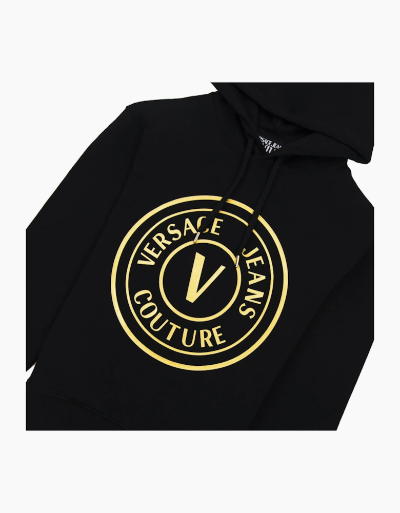 Versace Jeans Couture Vemblem Logo Hoodied Sweatshirt Black/gold