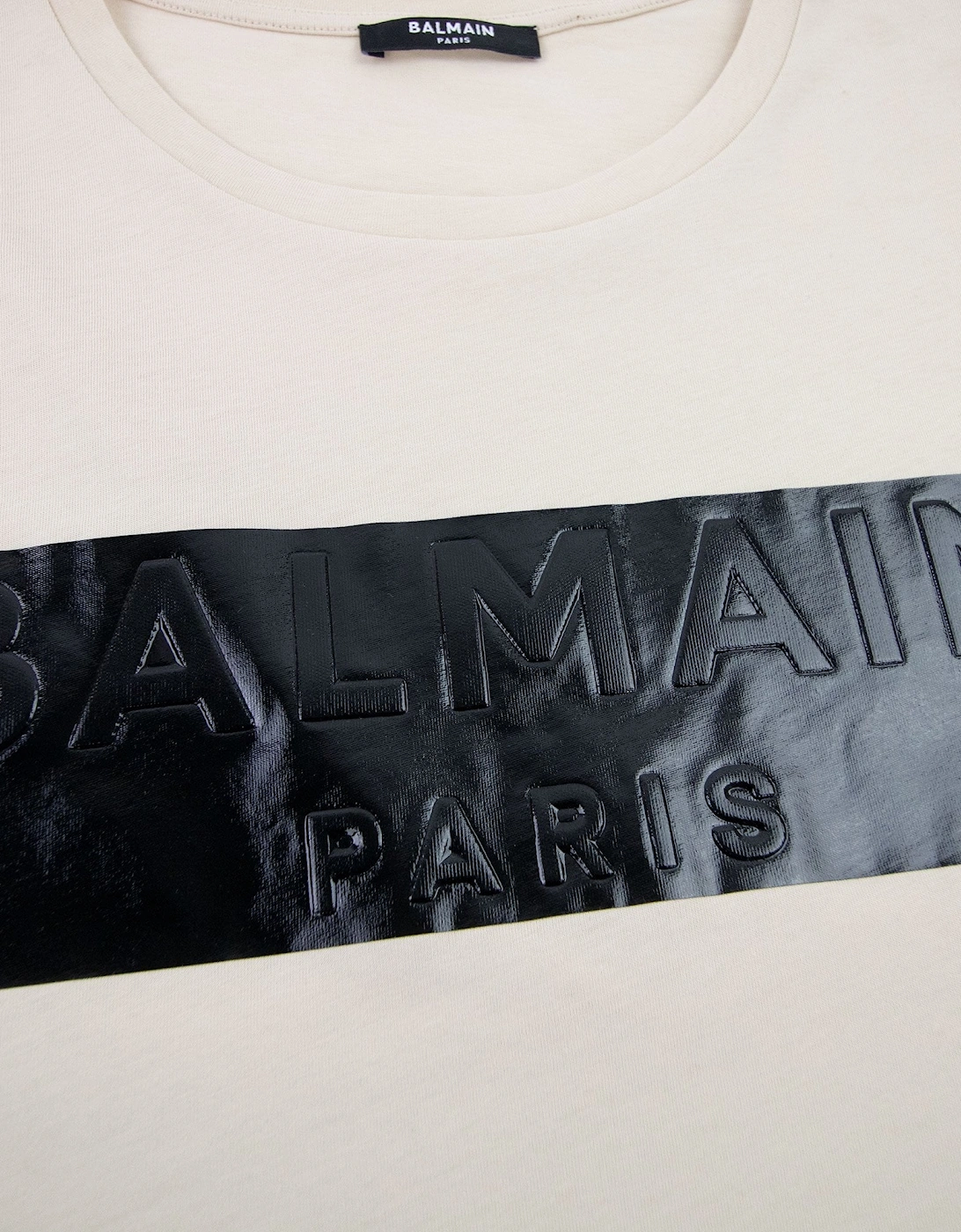 Balmain Logo Black Print T Shirt Ivory Gfe