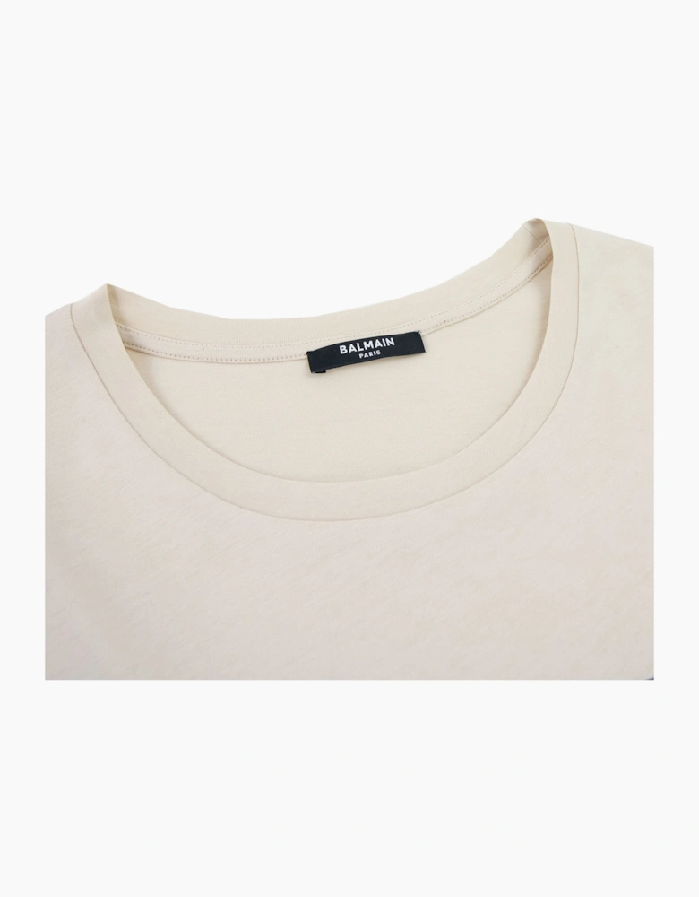 Balmain Logo Black Print T Shirt Ivory Gfe