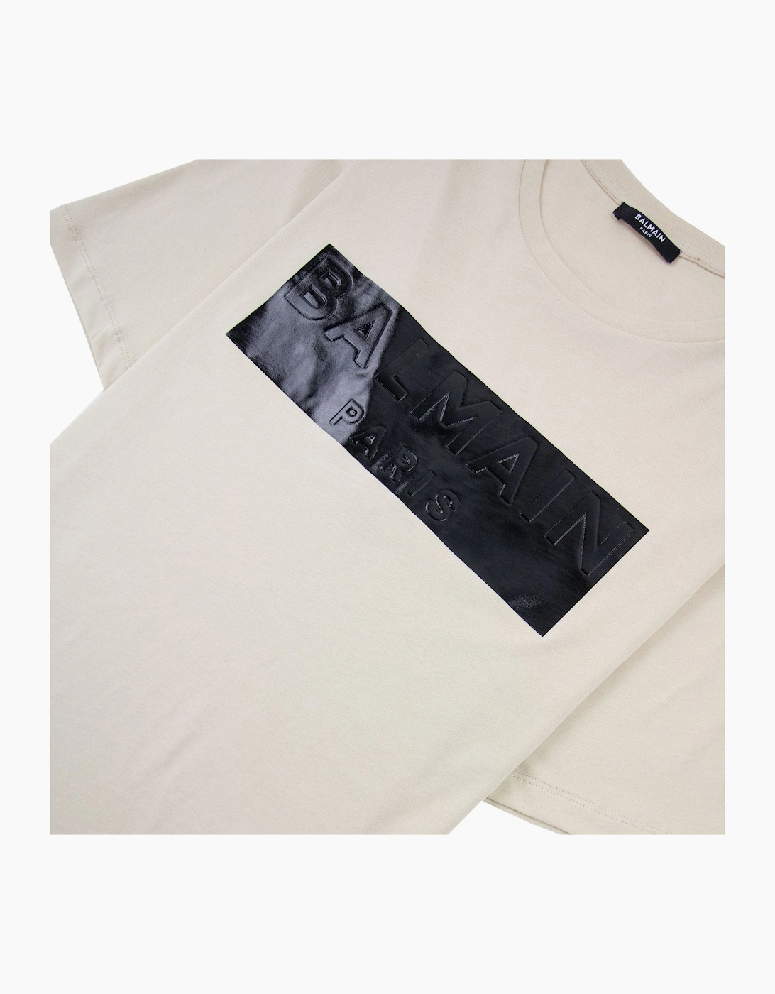 Balmain Logo Black Print T Shirt Ivory Gfe