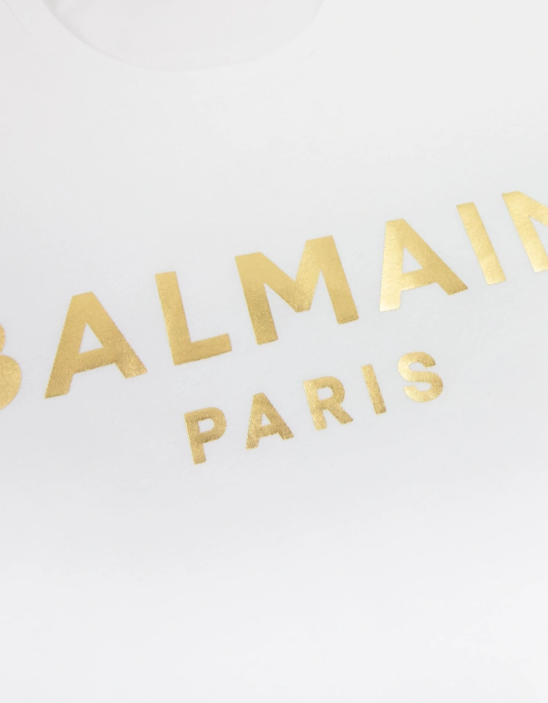 Balmain Metallic Logo Tshirt White Gad