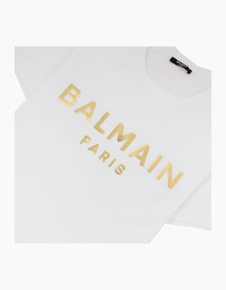 Balmain Metallic Logo Tshirt White Gad