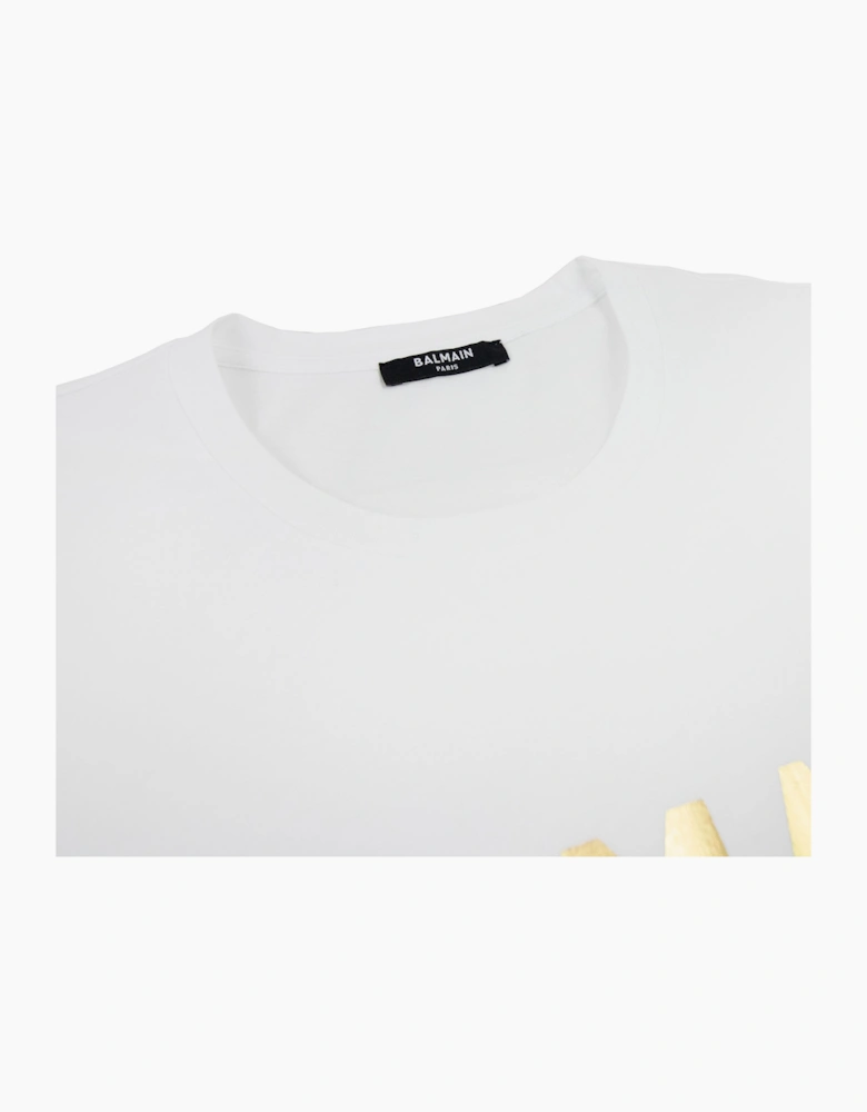 Balmain Metallic Logo Tshirt White Gad