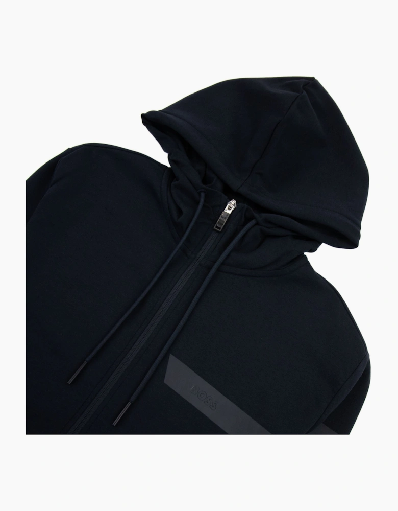 Hugo Boss Saggy 1 Stripe Logo Zip Up Hoody Navy 402