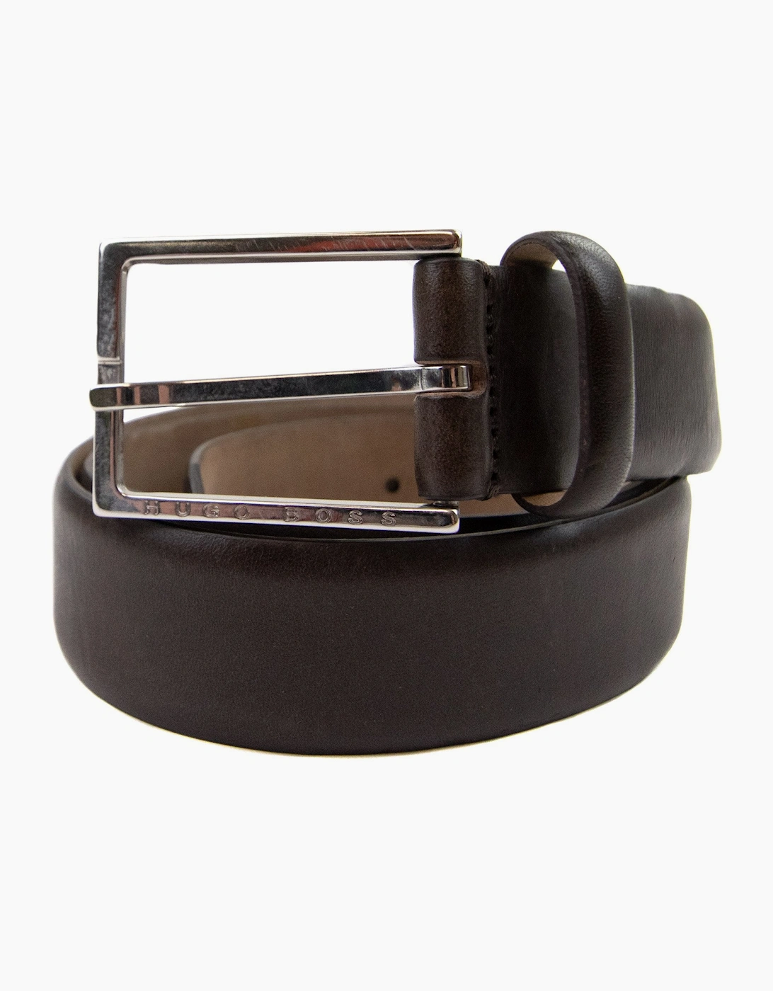 Hugo Boss Branded Metal End Tip Belt Dark Brown