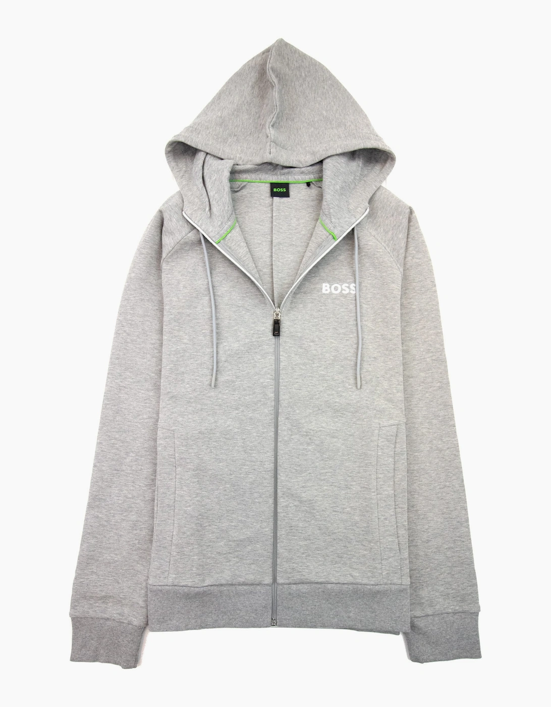 Hugo Boss Saggy 1 Embroidered Logo Zip Up Hoodie Grey 059
