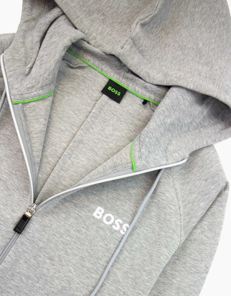 Hugo Boss Saggy 1 Embroidered Logo Zip Up Hoodie Grey 059