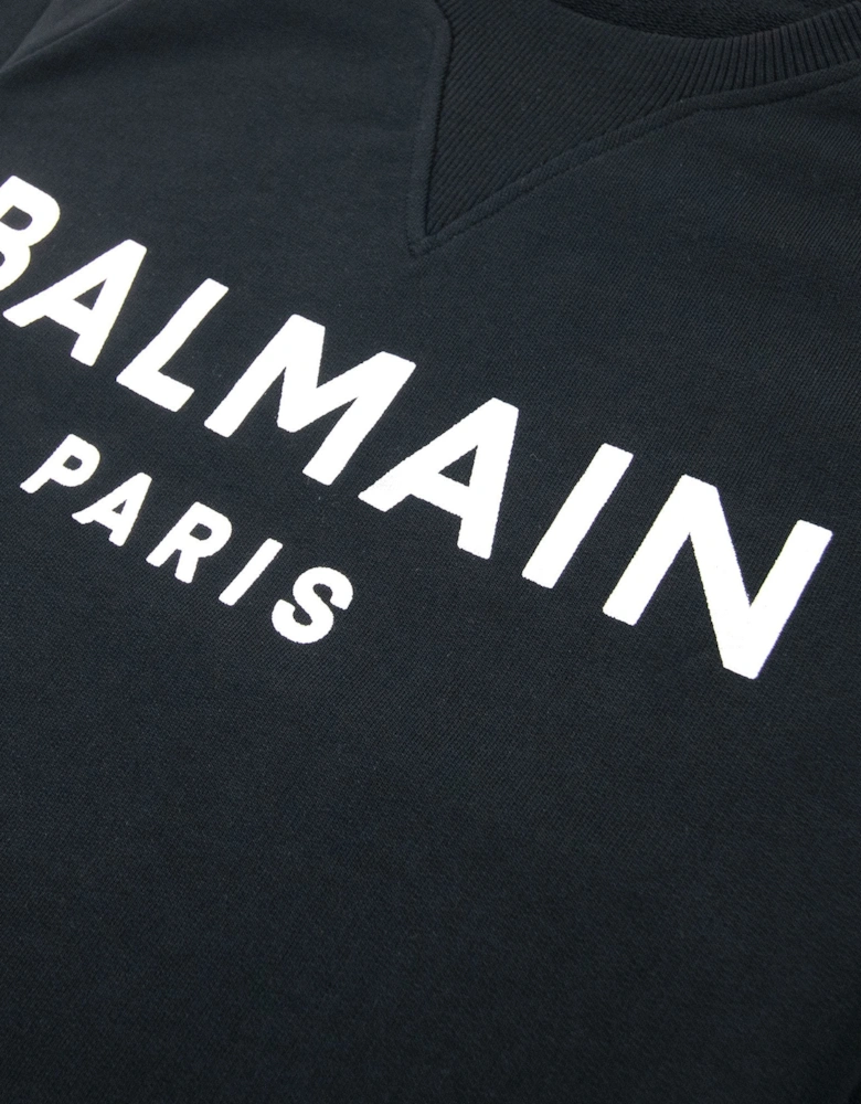 Balmain Foil Logo Sweatshirt Black/Silver Foil Logo