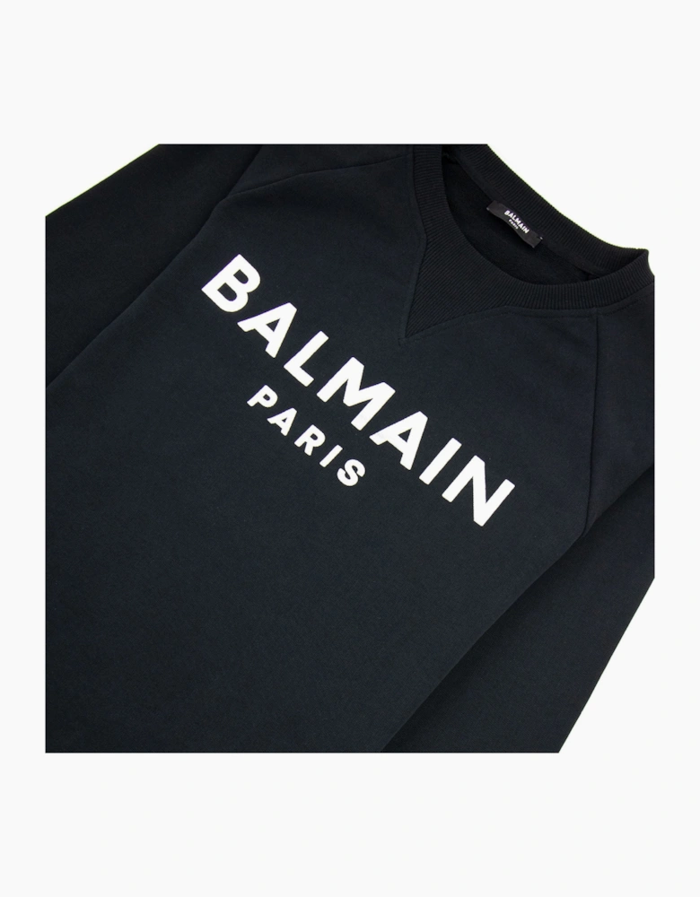 Balmain Foil Logo Sweatshirt Black/Silver Foil Logo