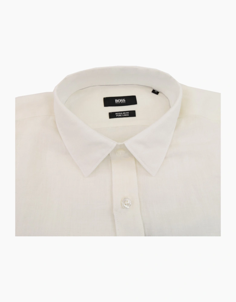 Hugo Boss Luka Short Sleeve Pur Linen Shirt White