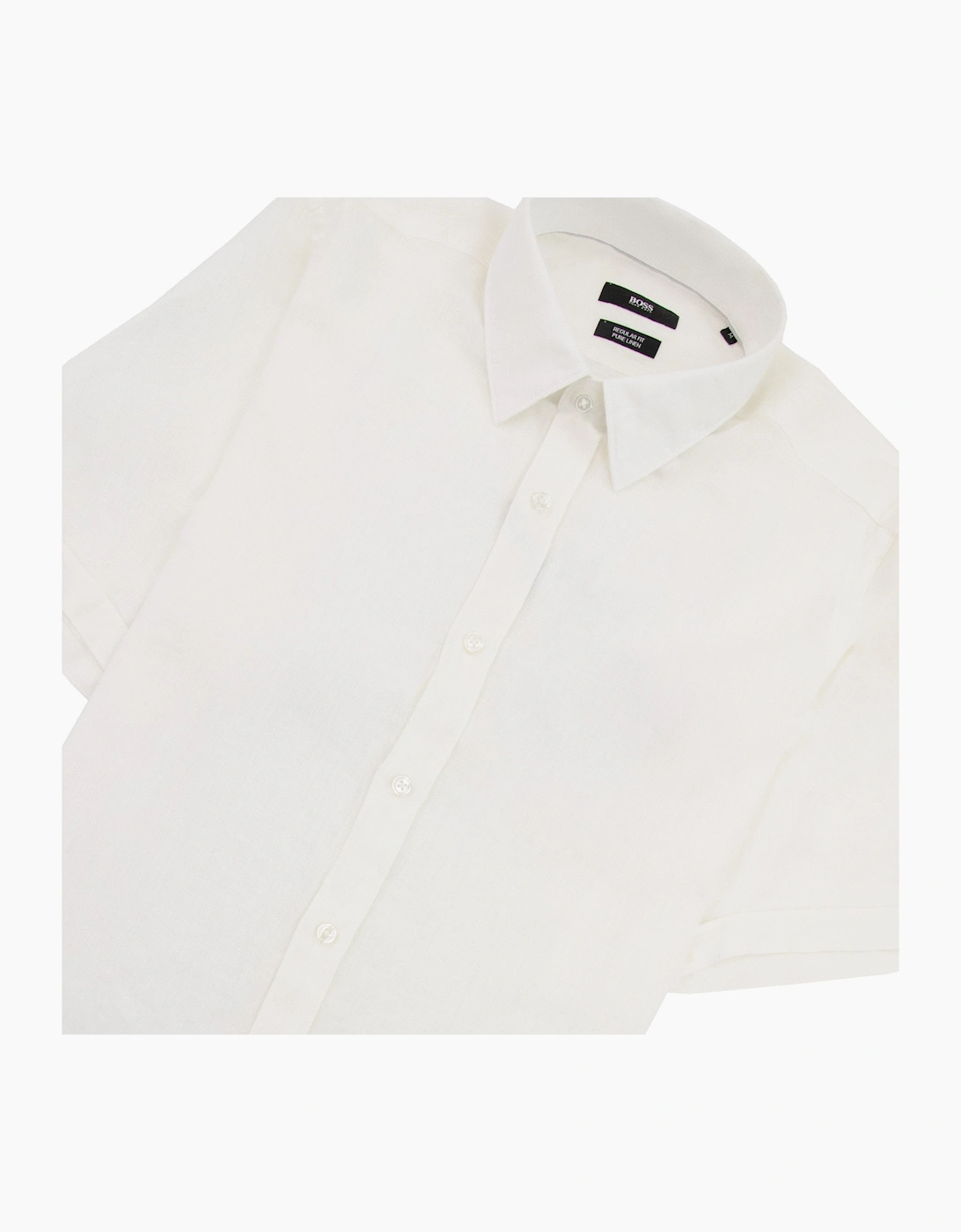Hugo Boss Luka Short Sleeve Pur Linen Shirt White