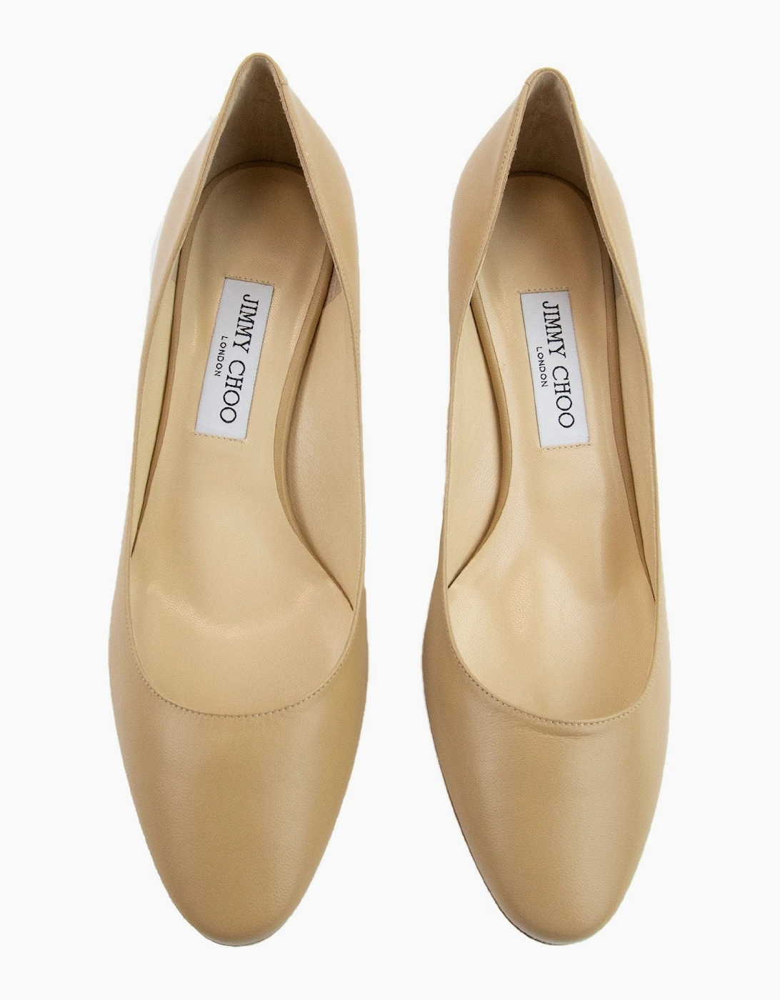 Jimmy Choo Esme Kid Leather Heels Nude