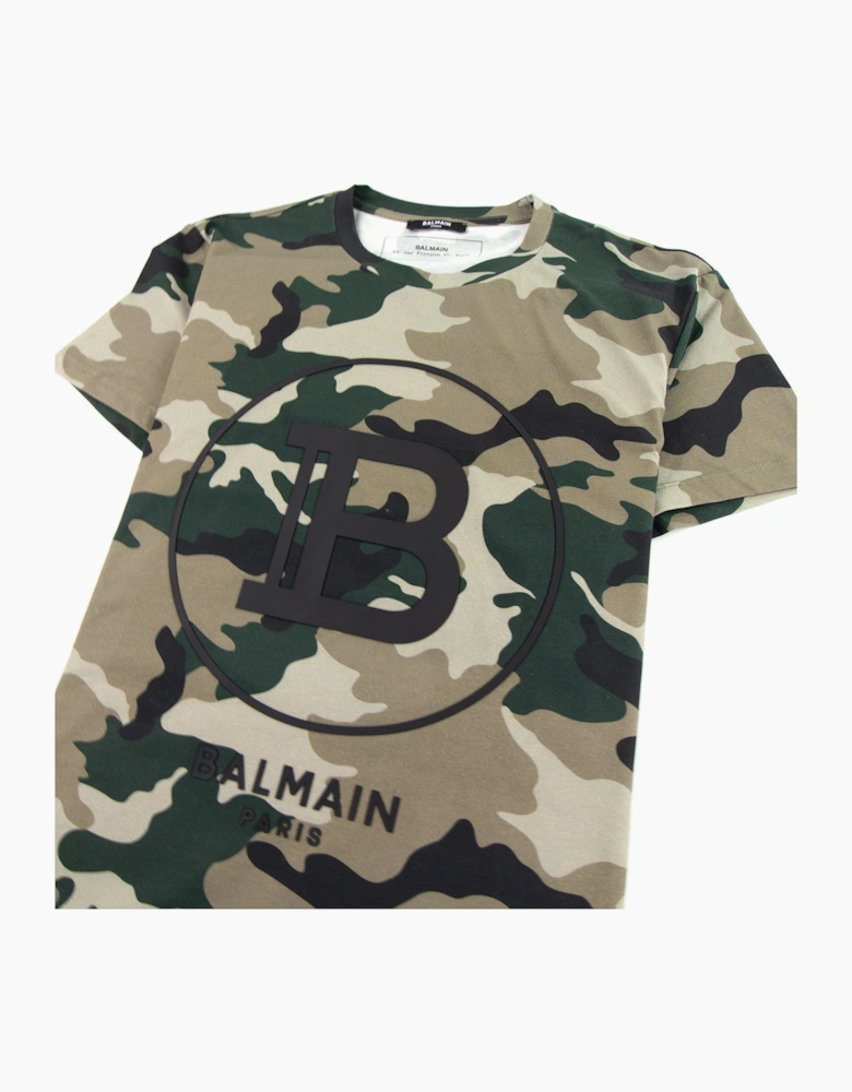 Balmain Logo Cotton T-shirt Camo