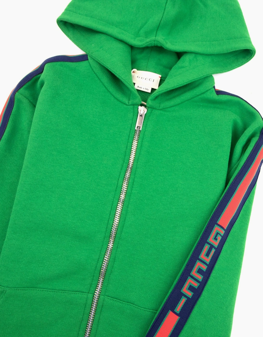 Gucci Junior Stripe Zip Up Hoody Green 3198